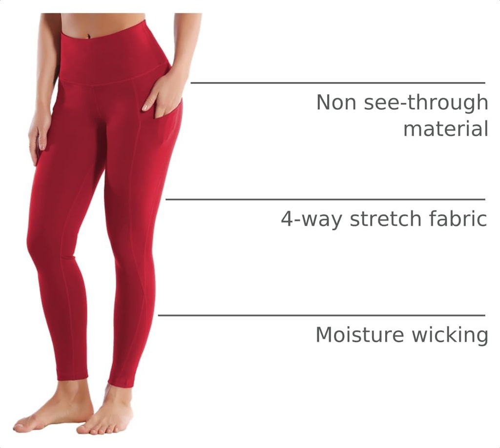 Women Out Pockets High Waist Yoga Pant Stretchy Workout Leggings