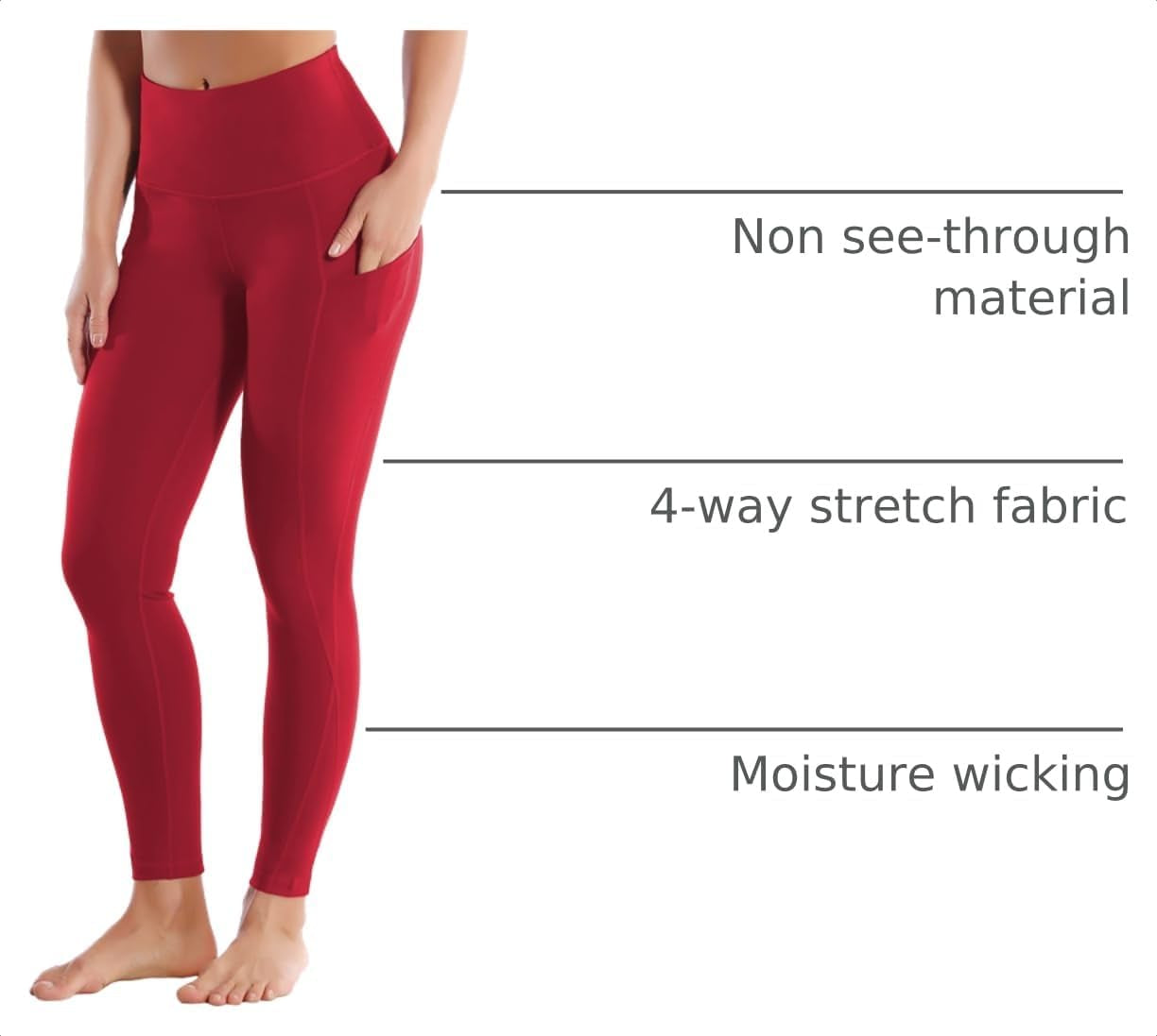 Women Out Pockets High Waist Yoga Pant Stretchy Workout Leggings