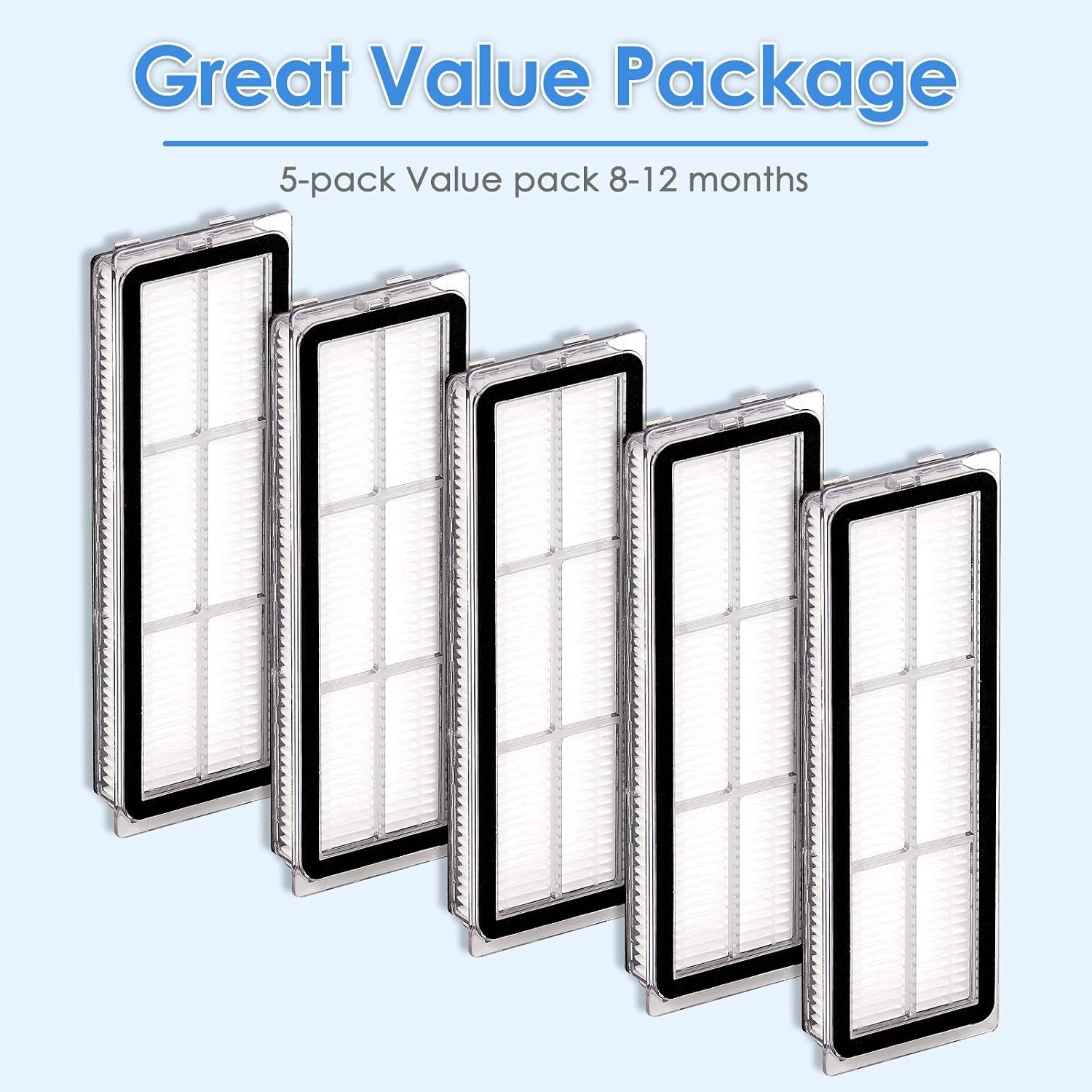 (5 Pack) Premium HEPA Filter Replacement Compatible with Dreame L10S Ultra, L10S Pro, L10 Ultra, Z10 Pro, S10, S10 PRO, S10 plus Robot Vacuum, Washable & Reusable