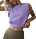 Crop Top Athletic Shirts for Women Cute Sleeveless Yoga Tops Running Gym Cotton Cropped Workout Clothes